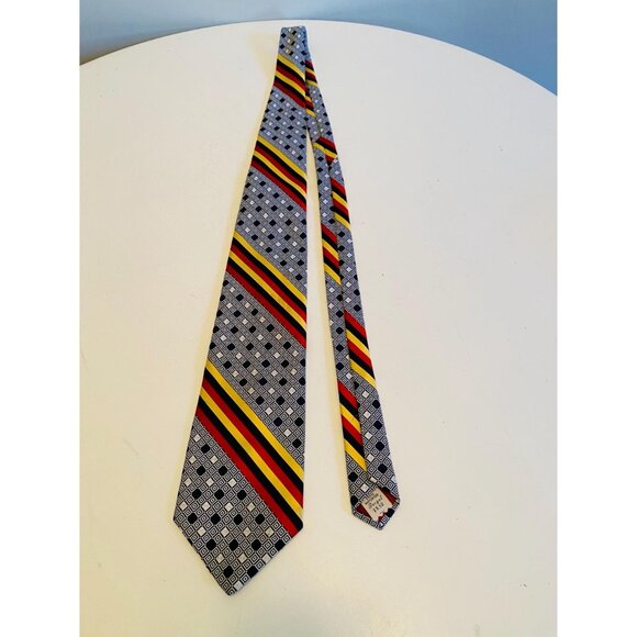 Vintage Tergal Necktie 1970s Geometric Design Tie Costume Design Menswear - Picture 8 of 10
